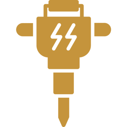 Abstract brown drill icon on black background.